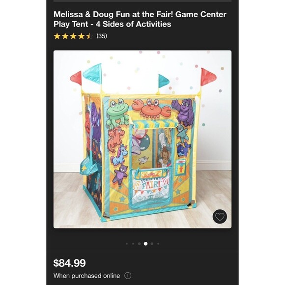 Melissa And Doug Fun at the Fair Game Center Play Tent 4 Sides of Activities - Picture 3 of 6